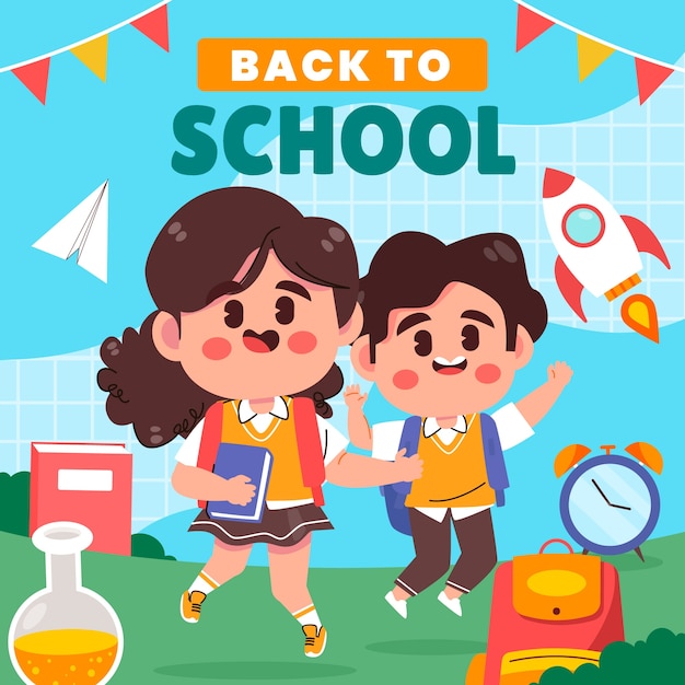 Ilustração plana para a temporada de volta às aulas