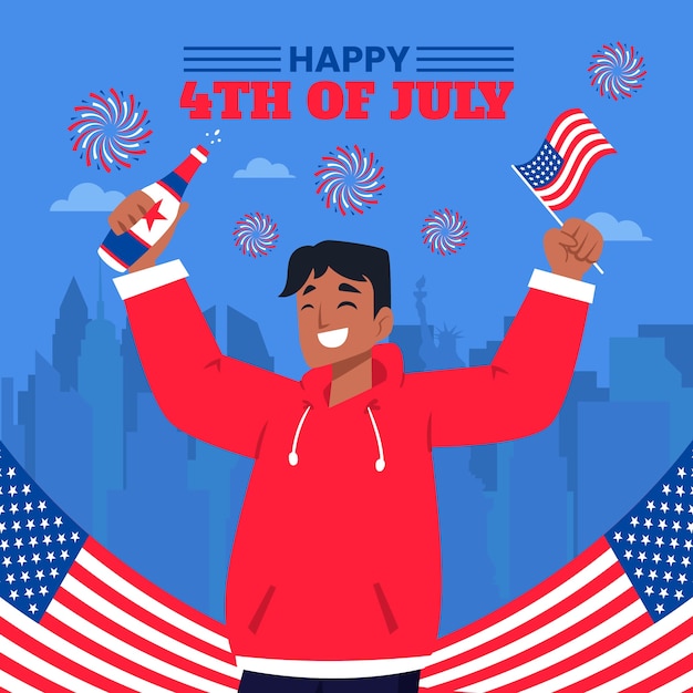 Vetor ilustração plana para celebração americana de 4 de julho