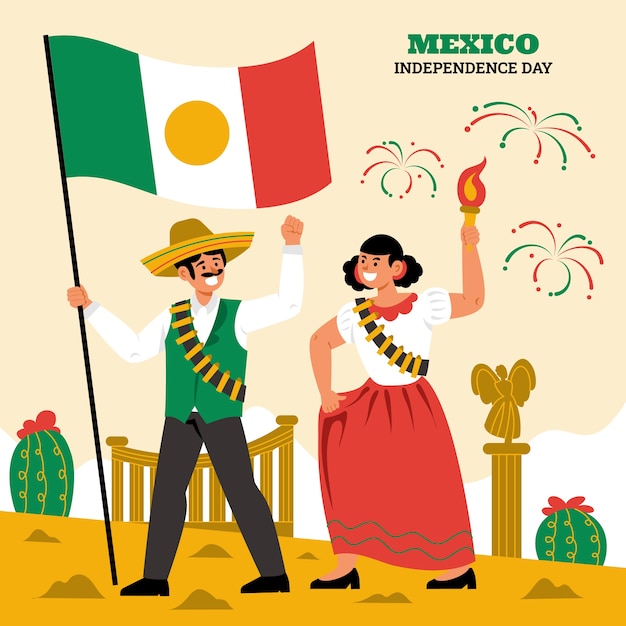 Vetor ilustração plana para celebração da independência do méxico