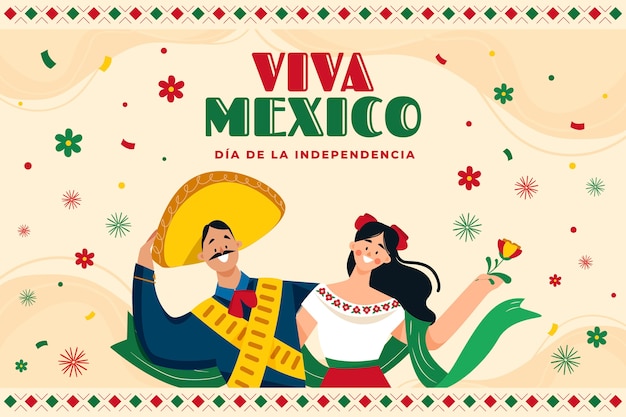 Ilustração plana para celebração da independência do méxico