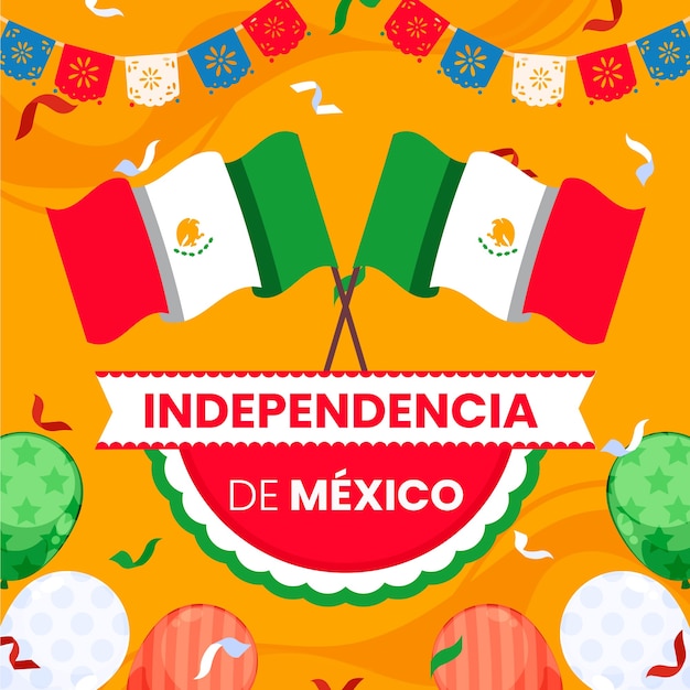 Ilustração plana para celebração da independência do méxico