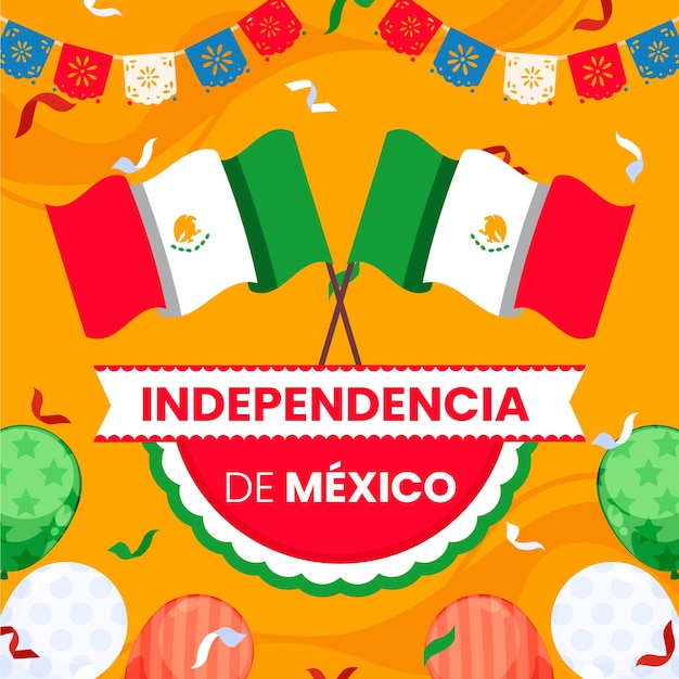 Vetor ilustração plana para celebração da independência do méxico