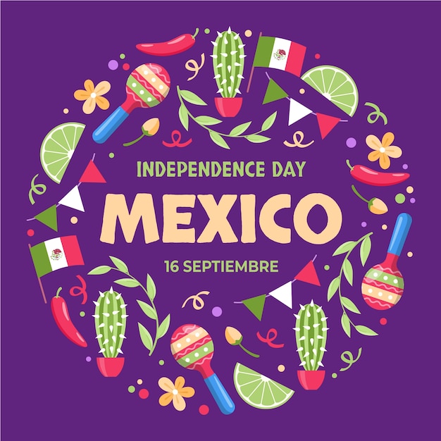 Ilustração plana para celebração da independência do méxico