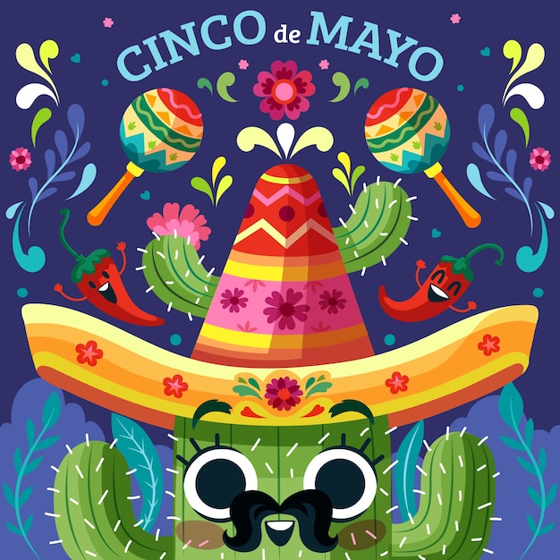 Ilustração plana para celebração de cinco de maio