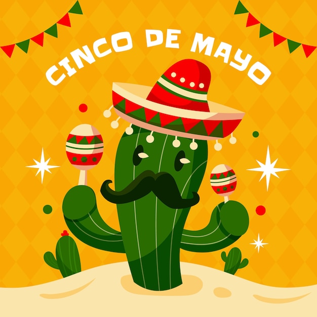 Vetor ilustração plana para celebração de cinco de maio