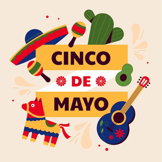 Vetor ilustração plana para celebração de cinco de maio