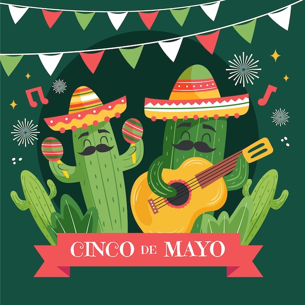 Ilustração plana para celebração de cinco de maio