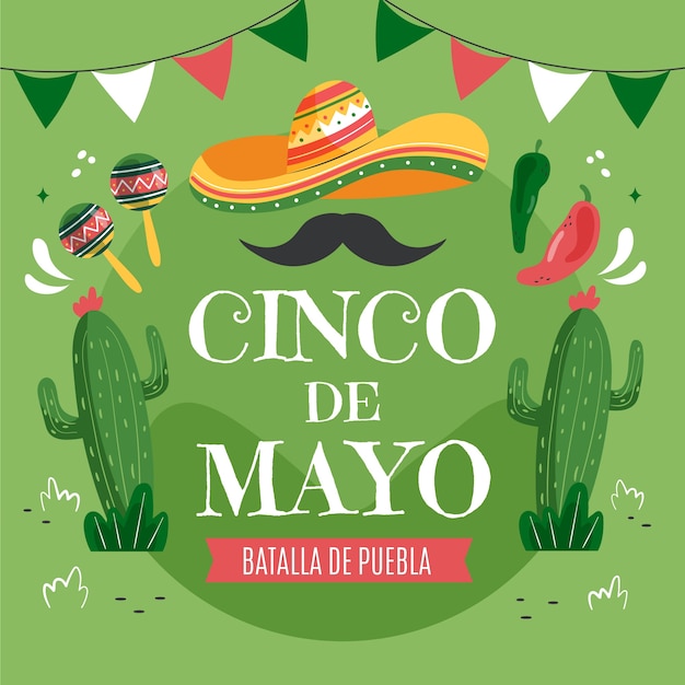 Vetor ilustração plana para celebração de cinco de maio