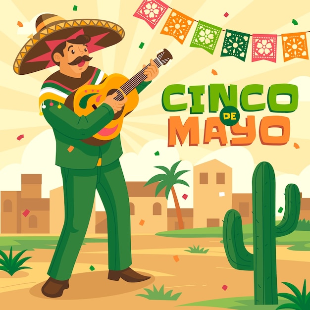 Vetor ilustração plana para celebração de cinco de maio