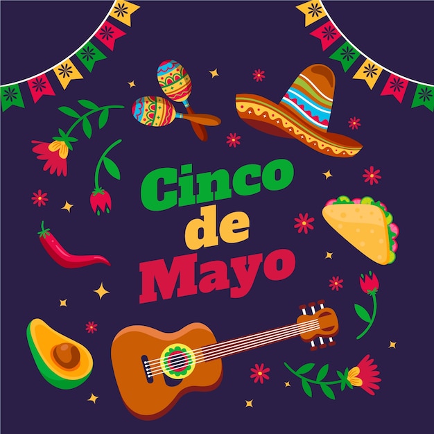 Ilustração plana para celebração de cinco de maio