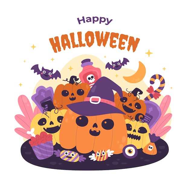 Ilustração plana para celebração de halloween