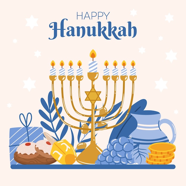 Vetor ilustração plana para celebração de hanukkah