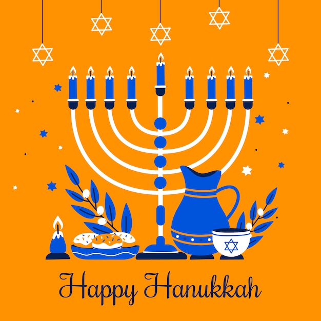 Vetor ilustração plana para celebração de hanukkah