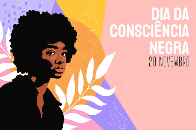 Vetor ilustração plana para celebração do dia da consciência negra brasileira