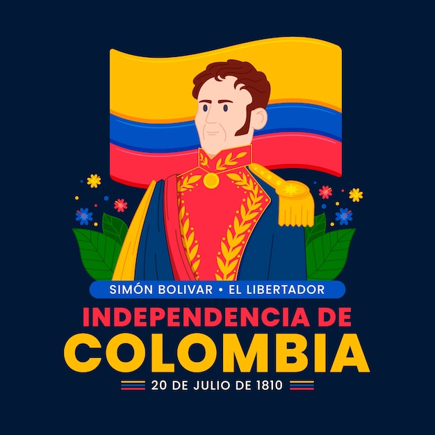 Ilustração plana para celebração do dia da independência colombiana