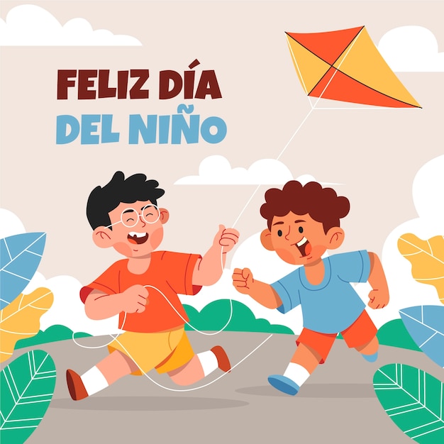Ilustração plana para celebração do dia das crianças em espanhol