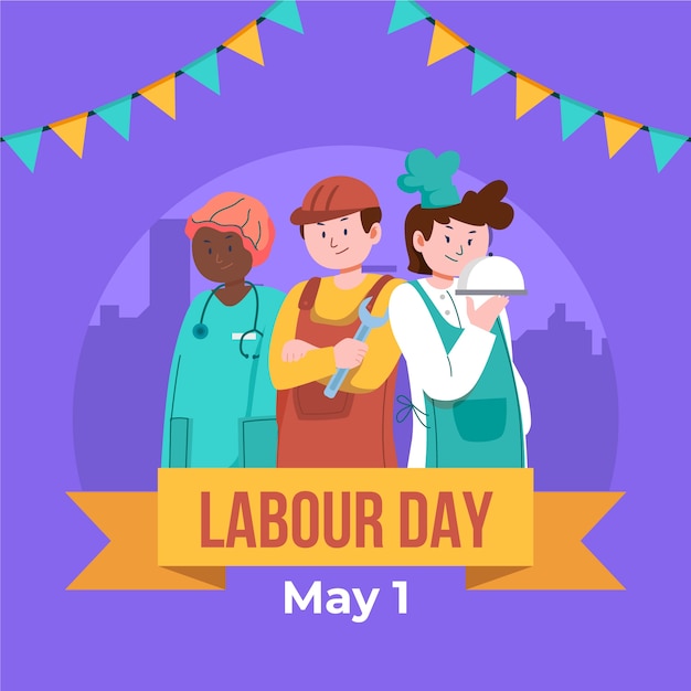 Ilustração plana para celebração do dia do trabalho