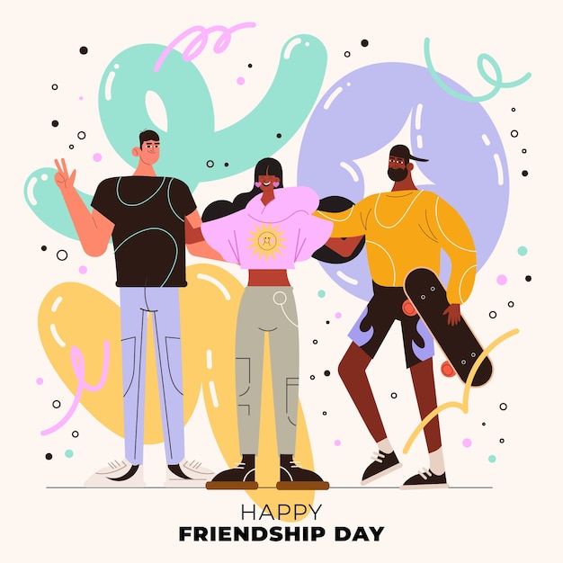 Ilustração plana para celebração do dia internacional da amizade