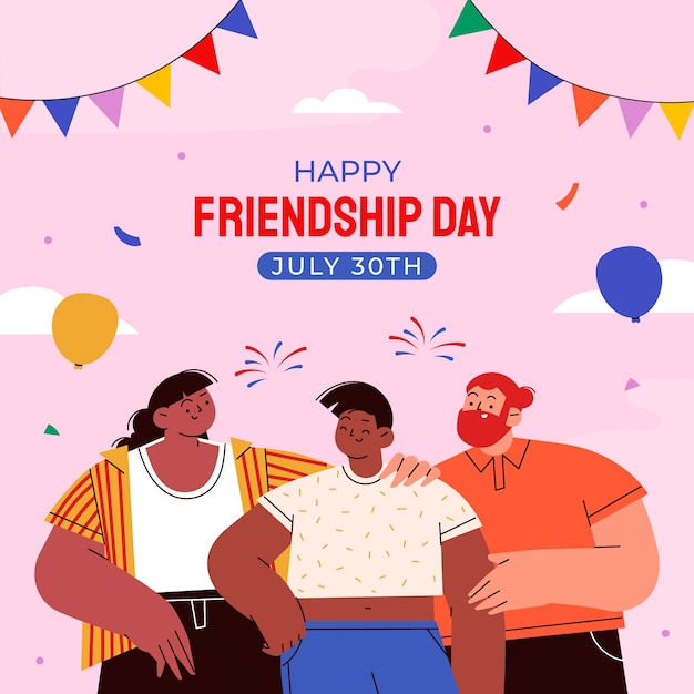 Ilustração plana para celebração do dia internacional da amizade