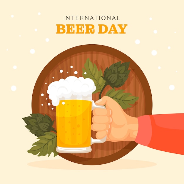 Ilustração plana para celebração do dia internacional da cerveja