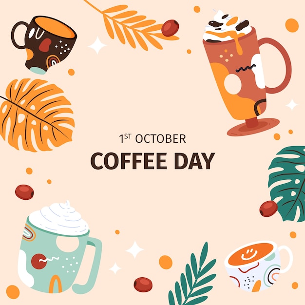 Vetor ilustração plana para celebração do dia internacional do café