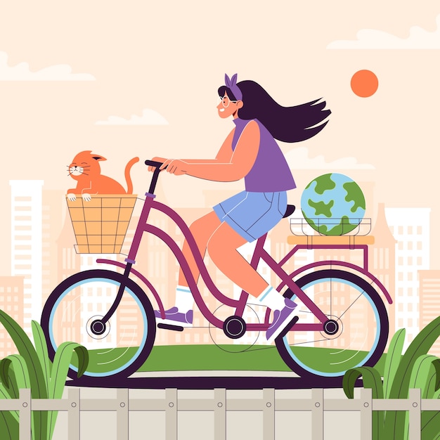 Vetor ilustração plana para celebração do dia mundial da bicicleta