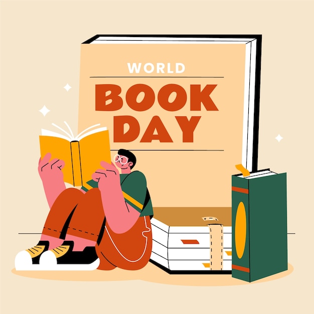 Ilustração plana para celebração do dia mundial do livro