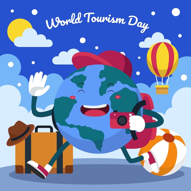 Ilustração plana para celebração do dia mundial do turismo