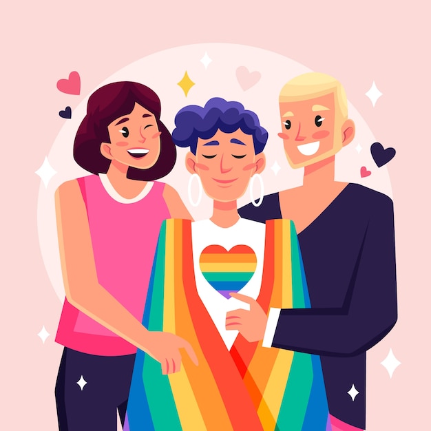 Ilustração plana para celebração do mês do orgulho