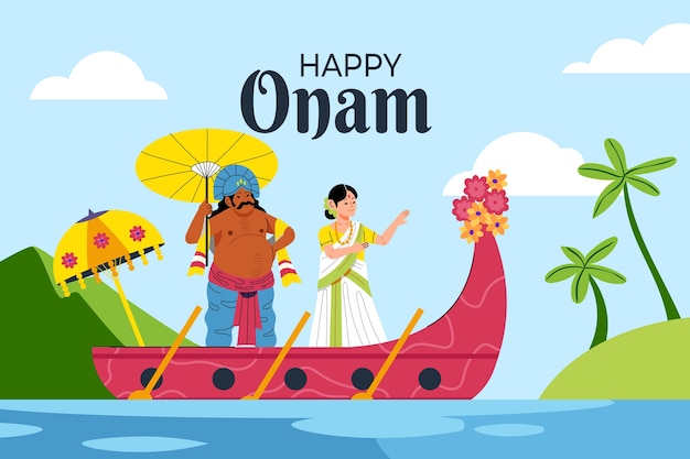 Vetor ilustração plana para celebração onam