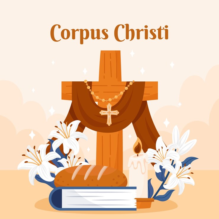 Vetor ilustração plana para celebração religiosa de corpus christi
