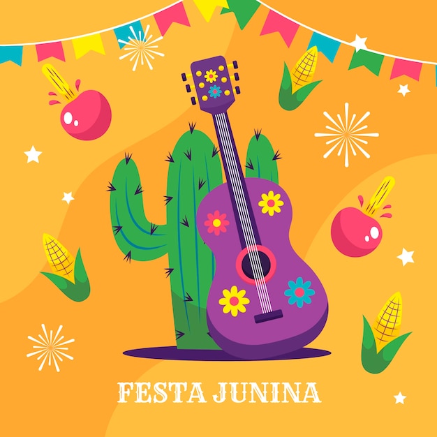 Ilustração plana para celebrações de festas juninas brasileiras