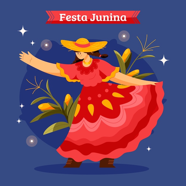 Vetor ilustração plana para celebrações de festas juninas brasileiras