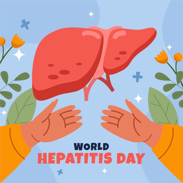 Ilustração plana para conscientização do dia mundial da hepatite