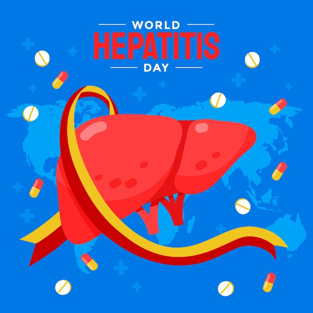 Vetor ilustração plana para conscientização do dia mundial da hepatite