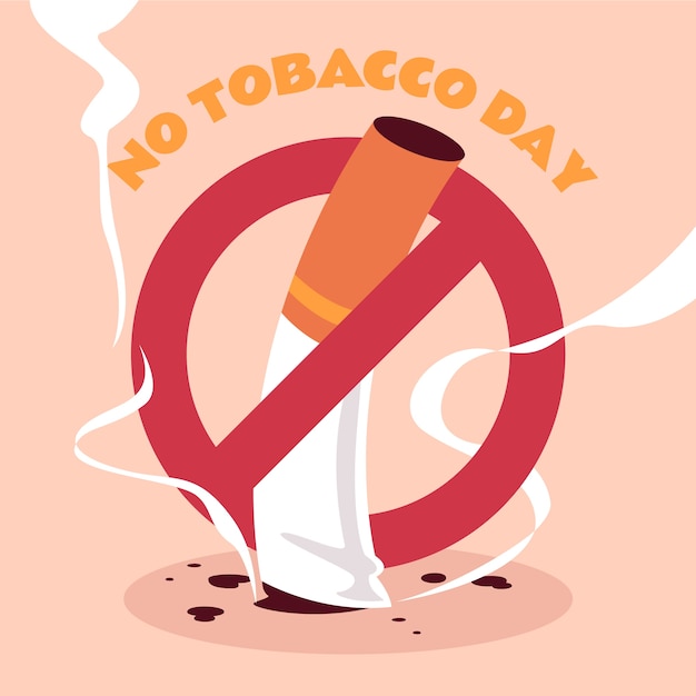 Ilustração plana para conscientização do dia sem tabaco