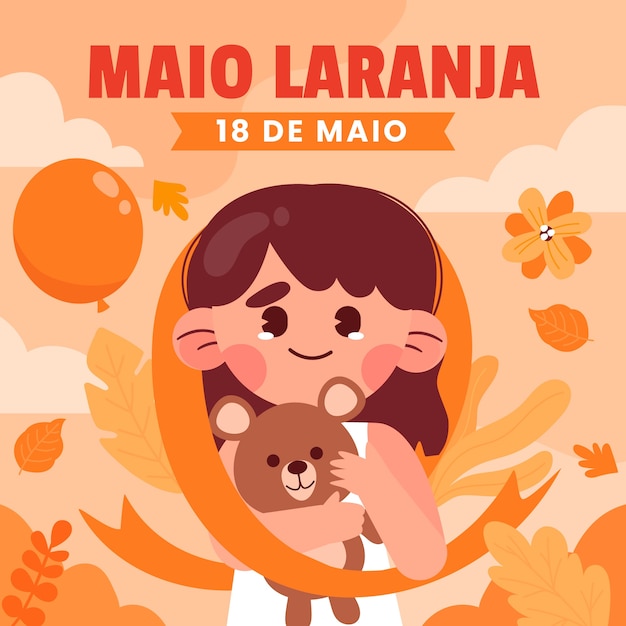 Vetor ilustração plana para conscientização maio laranja