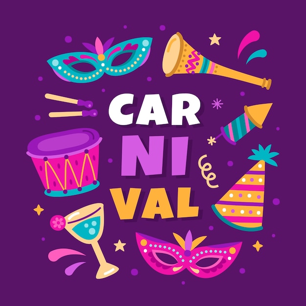 Ilustração plana para festa de carnaval