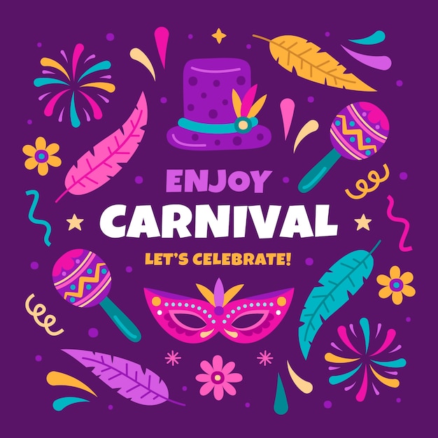 Ilustração plana para festa de carnaval