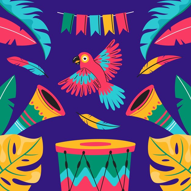Ilustração plana para festa de carnaval