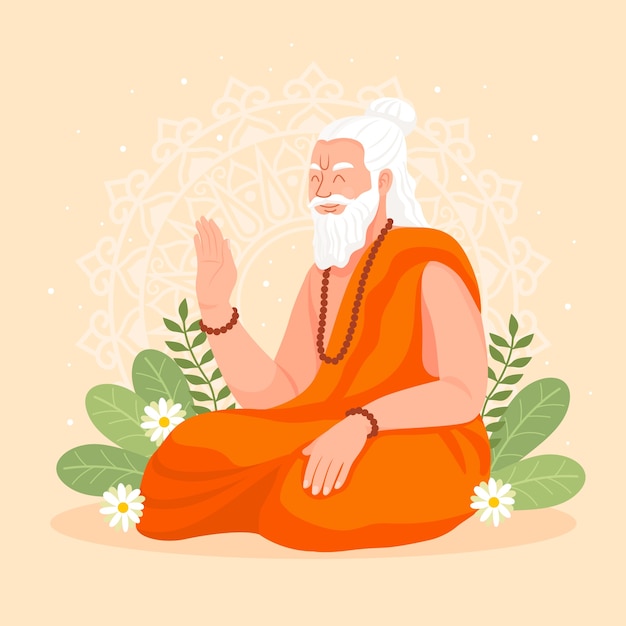 Vetor ilustração plana para guru purnima