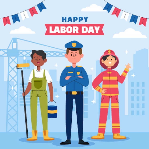 Ilustração plana para nós celebração do dia do trabalho