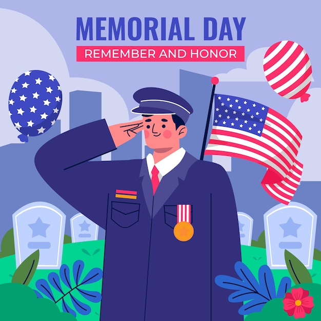Ilustração plana para nós comemoração do dia do memorial