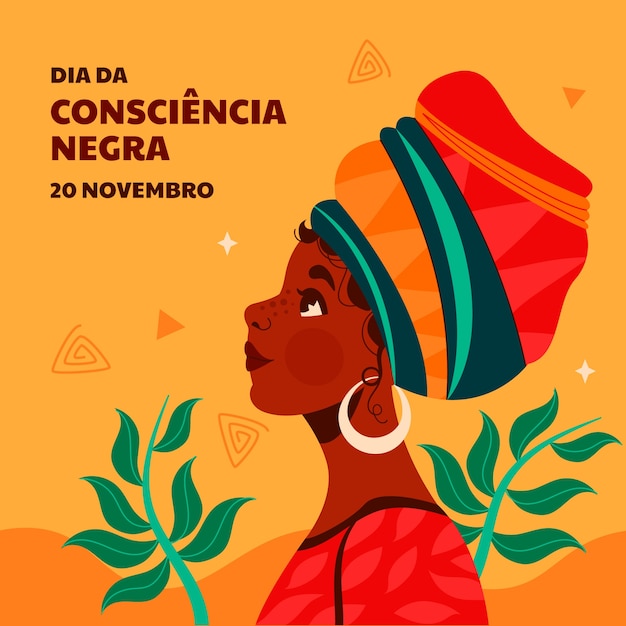 Vetor ilustração plana para o dia da consciência negra com mulher