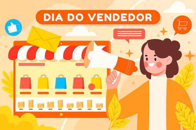 Ilustração plana para o dia do vendedor