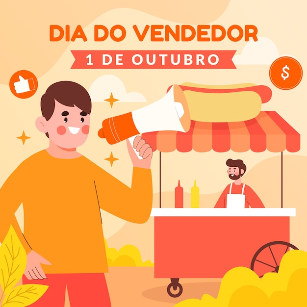 Vetor ilustração plana para o dia do vendedor