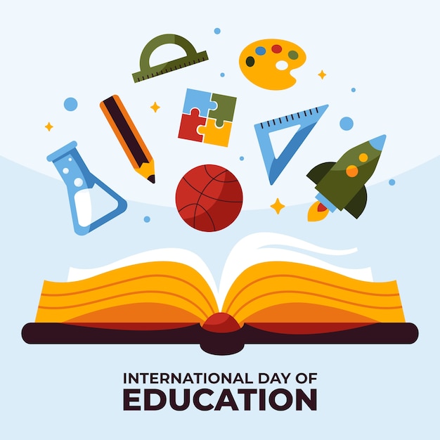 Ilustração plana para o dia internacional da educação