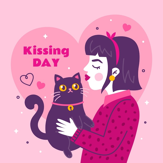 Ilustração plana para o dia internacional do beijo