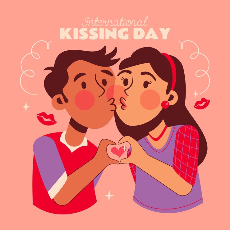 Vetor ilustração plana para o dia internacional do beijo