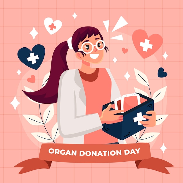 Ilustração plana para o dia mundial da doação de órgãos
